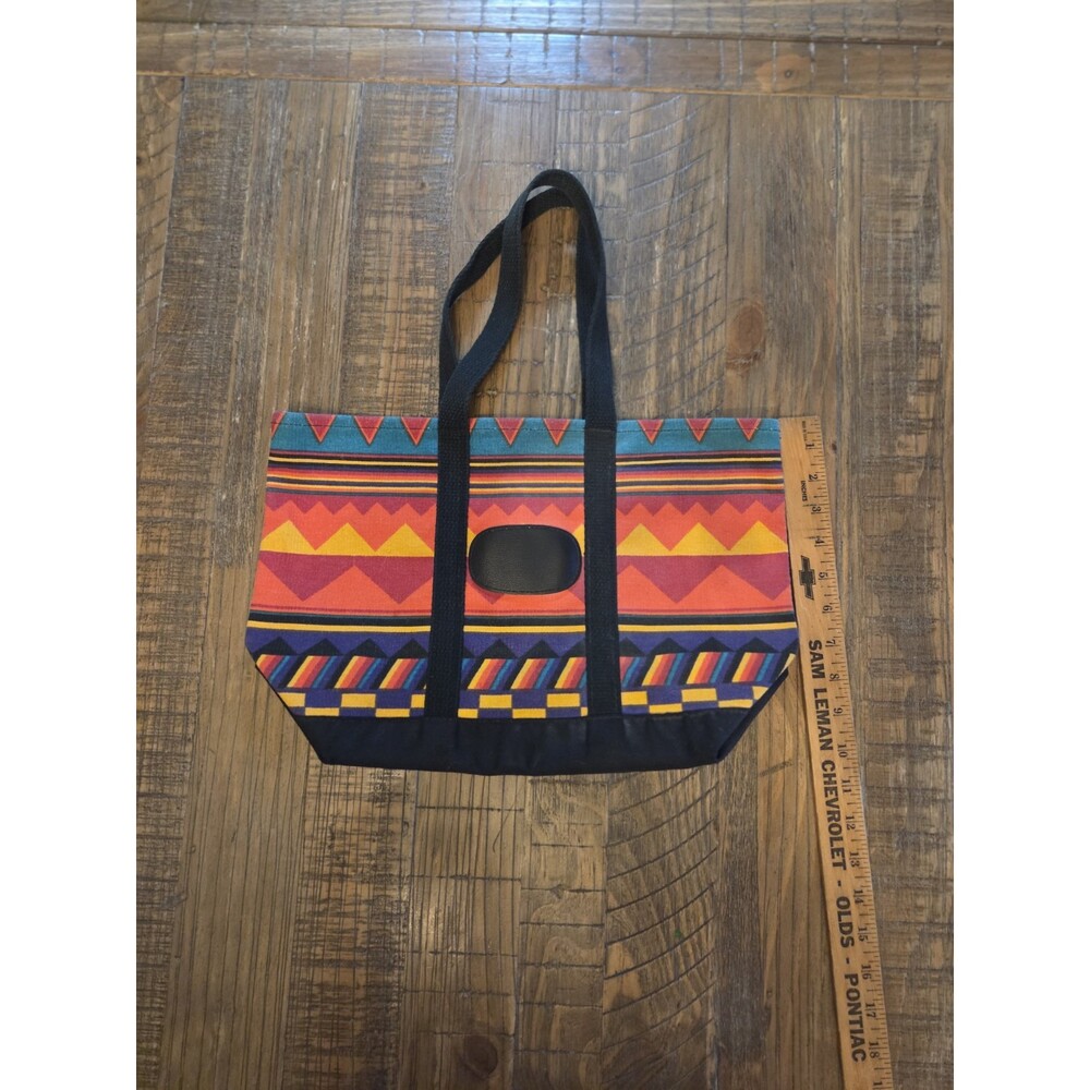 Vintage Fabriko Canvas Tote Bag Southwestern Geometric Design Bright Colors
